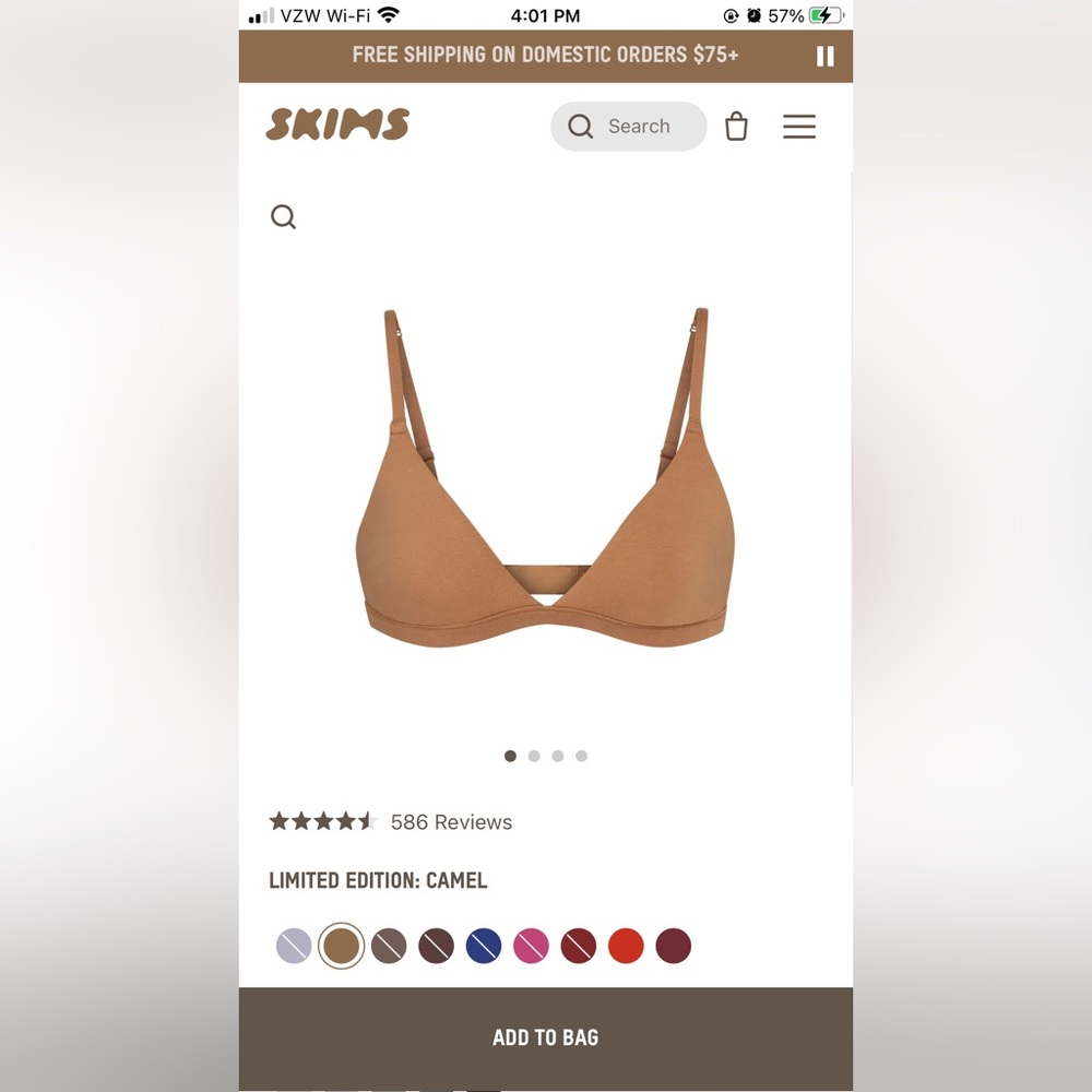 Cotton jersey triangle bralette, SKIMS